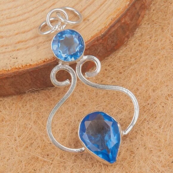 Tanzanite Gemstone 925 Silver Pendant 1.6" with silver chain Necklace - Picture 2 of 2